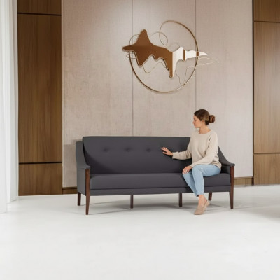 Däischter-gro Designer Sofa Dräisëtzer Couch Polsterméibel Büroanrichtung