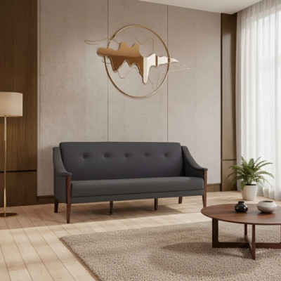 Däischter-gro Designer Sofa Dräisëtzer Couch Polsterméibel Büroanrichtung
