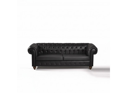 Schwaarzen Chesterfield Dräi-Sëtzer Büro-Ariichtung Couch Luxus Sëtz