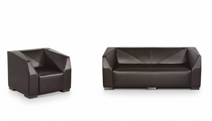 Schwaarz Aarbechtszëmmermiwwel Sofagarnitur Dräisëtzer Luxus Fauteuil 2 Deeler