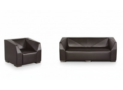Schwaarz Aarbechtszëmmermiwwel Sofagarnitur Dräisëtzer Luxus Fauteuil 2 Deeler