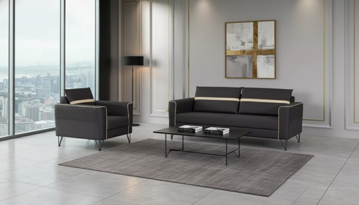 Canapé Garnitur Polstermöbel Drësëtzer Fauteuil Designer Textil Miwwel 2tlg