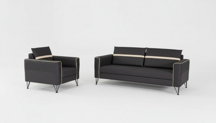 Canapé Garnitur Polstermöbel Drësëtzer Fauteuil Designer Textil Miwwel 2tlg