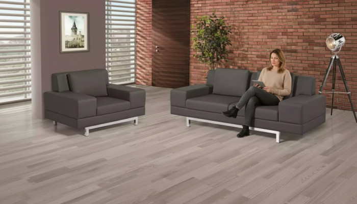 Grau Couch Garnitur Dräisëtzer Fautteuil Canapé Garnitur Schaffzëmmer Canapéen