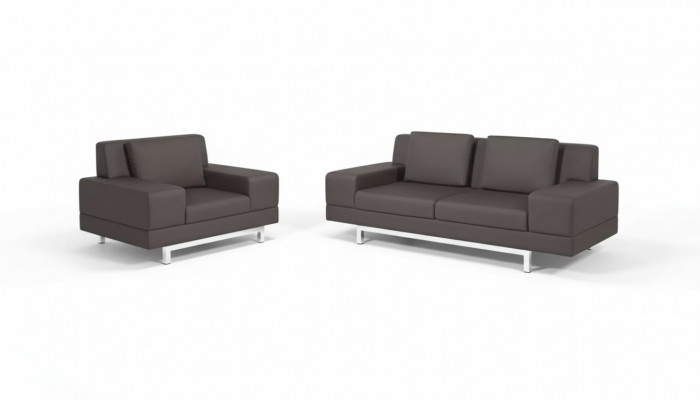 Grau Couch Garnitur Dräisëtzer Fautteuil Canapé Garnitur Schaffzëmmer Canapéen