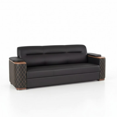 Bürosmiwwel Dräisëtzer Canapé Schwaarze Luxus Polstersofa Arbechtszëmmer Nei