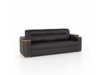 Bürosmiwwel Dräisëtzer Canapé Schwaarze Luxus Polstersofa Arbechtszëmmer Nei
