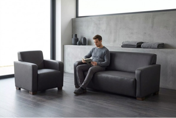 Schwaarz Aarbechtszëmmer Canapé-Garnitur Dreisëtzer Fauteuil Modern Canapé