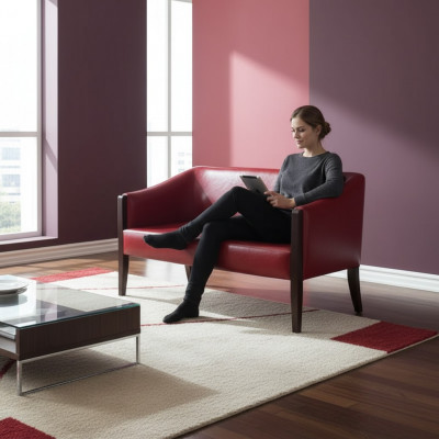 Sofa 2 Sëtzer Aarbechtszëmmer Stil Modern Textil Méiwer Büro-Méiwer Luxus Couch