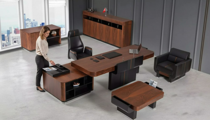 Canapé Dësch Aarbechtszëmmer Büro Miwwelen Luxus Holz Modern Neit Design