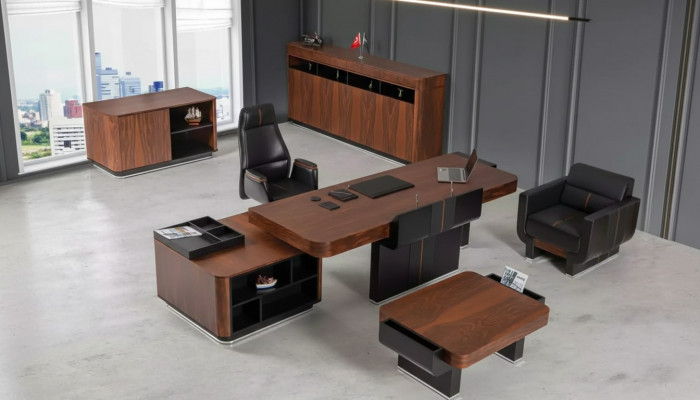 Canapé Dësch Aarbechtszëmmer Büro Miwwelen Luxus Holz Modern Neit Design