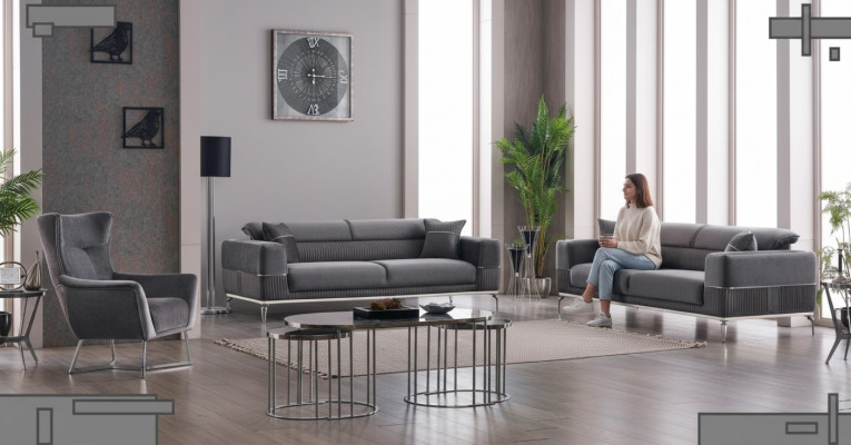 Luxus Sofagarnitur 3+3+1 Sëtzer Wunnzëmmer Set Gro Sofa Textil Miwwelen Nei