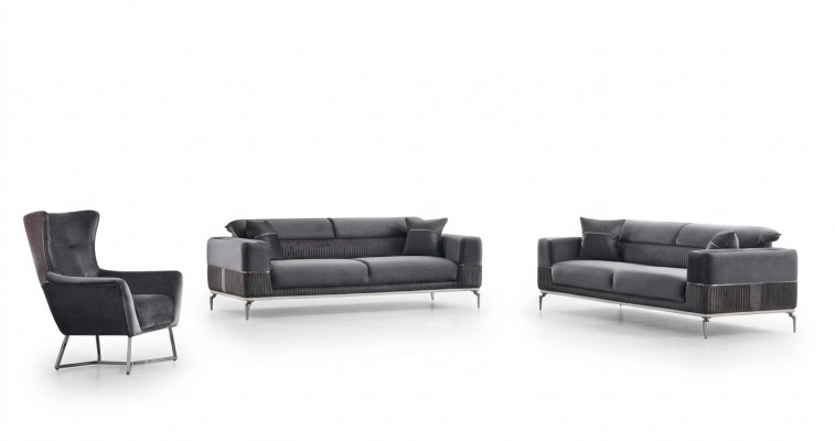 Luxus Sofagarnitur 3+3+1 Sëtzer Wunnzëmmer Set Gro Sofa Textil Miwwelen Nei