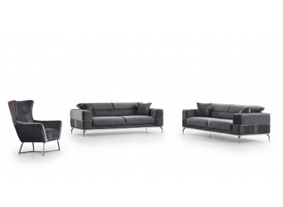 Luxus Sofagarnitur 3+3+1 Sëtzer Wunnzëmmer Set Gro Sofa Textil Miwwelen Nei