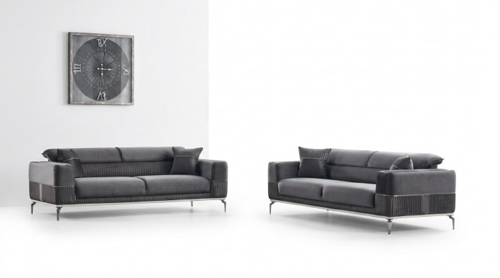 Grouss Designer Canapé Club Miwwel Canapéen 3+3 Sëtzer Polster 230cm Sofaen
