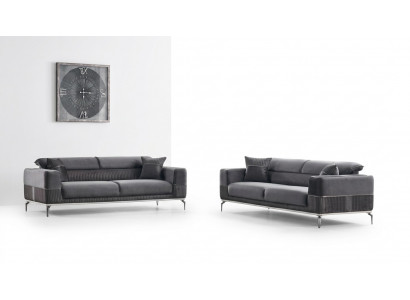 Grouss Designer Canapé Club Miwwel Canapéen 3+3 Sëtzer Polster 230cm Sofaen