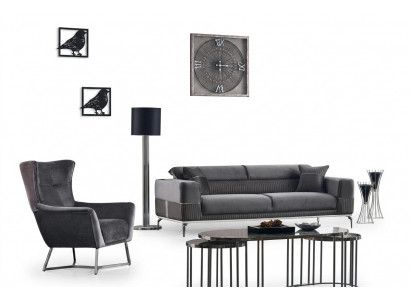 Sofa Set 2 teileg Wunnzëmmer Komplett Sofagarnitur 3+1 Sëtzer Polster Miwwelen Textil