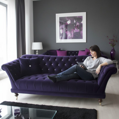 Chesterfield 3-Sëtz Elegante Sofas Textil Canapé Luxus Blo Sofa