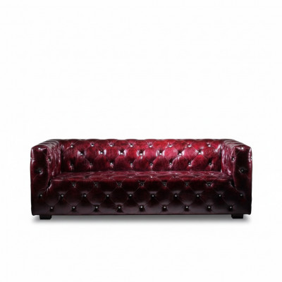 Chesterfield Sofa 3 Plazen Ledersofa Canapé Polstersofa Bordo Canapéën Lieder