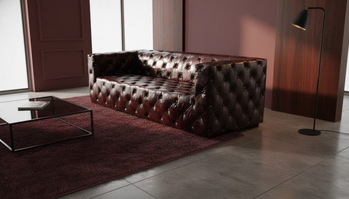 Sofa Chesterfield 3-Sëtz Luxus Couch Bruin Sofas Ledersofa 250cm