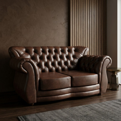Sofa Chesterfield Luxus Canapé 2 Plazen Sofas Braun Ledersofa Canapéen