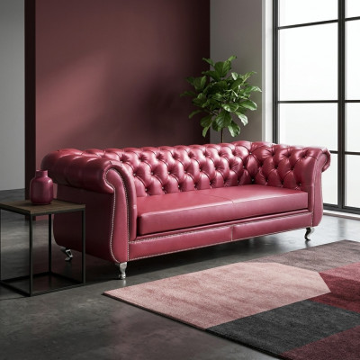 Chesterfield Sofa 4 Sëtzer Luxus Sofae Liederdivan Wunnzëmmer Couch