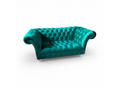Chesterfield Luxus Sofa 2 Sëtzer Textil Canapé Blo Sofas Gréng Couchen