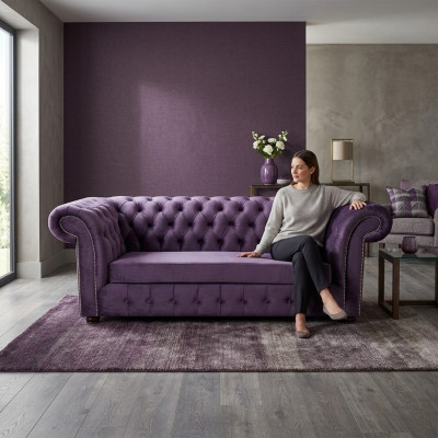 Chesterfield Sofa Drësëtzer Sofas Canapé Polster Textil Lila Canapéë Samt