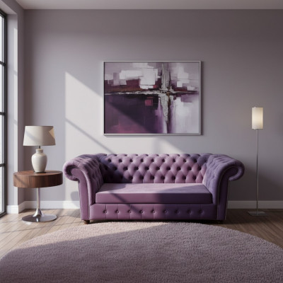 Chesterfield Sofa Drësëtzer Sofas Canapé Polster Textil Lila Canapéë Samt