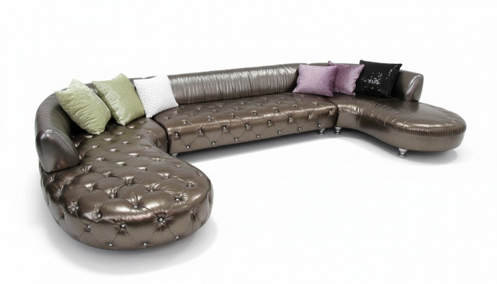 Chesterfield Eckcouch U Form Luxus Couch Wunnlandschaft Gold Eckgarnitur