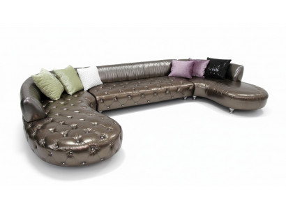 Chesterfield Eckcouch U Form Luxus Couch Wunnlandschaft Gold Eckgarnitur