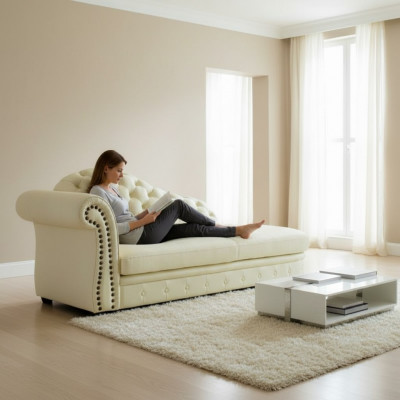 Chaiselounge Chesterfield Leef Chaise Sofa Lounge Sëtz Leef 230cm