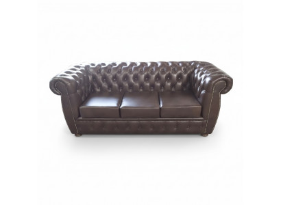Chesterfield Sofa Ledersofa Couch 3 Sëtzer Original Bruin Sofas