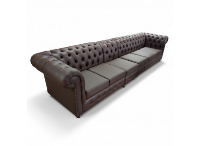 Chesterfield Grouss Sofa Canapéen Ledersofa XXL Grouss Sofas Brong Canapé 6 Sëtzer