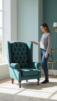 Ohrensessel Chesterfield Samt Einsëtzeger Luxus Still Couchen Canapé