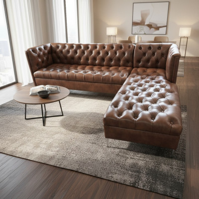 Chesterfield Eckcouch L-Form Lieder Luxus Couch Liederkanapé Eckgarnitur