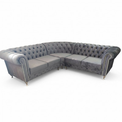 Chesterfield L-Form Ecksofa Canapé Design Polster Textil Sofa Ecke Canapéen