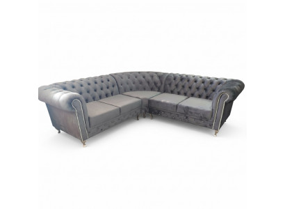 Chesterfield L-Form Ecksofa Canapé Design Polster Textil Sofa Ecke Canapéen