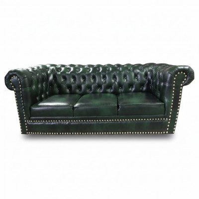 Chesterfield Sofa Drësëtzer Echtlieder Couch Gréng Liederzofa 230cm Miwwelen
