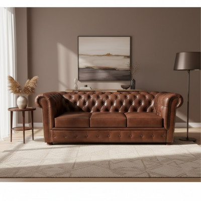 Luxus Chesterfield Sofa 3 Sëtzer Couchen Lounge Canapéë Sofa 230cm Stoff