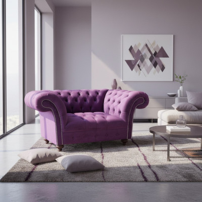 Chesterfield Fauteuil Couch 1 Seetzer Textil Fauteuil Stëff Sëtz Lounge Miwwelen