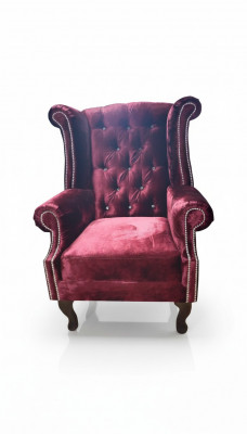 Ohrensessel Chesterfield Sesselen Samt Rout Canapé 1 Sëtzer Modern