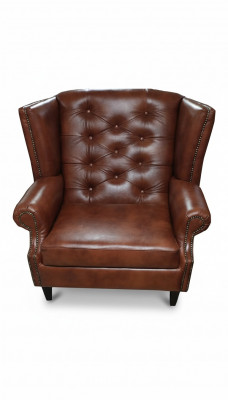 Luxus Oueresessel Chesterfield Sessel Lieder Braun Sofa Modern Miwwelen