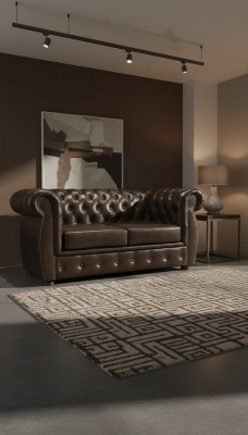 Chesterfield Canapé 2 Sëtzer Luxus Canapé Zweisëtzer Canapéen Braun Miwwelen Canapéen