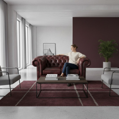 Sofa Chesterfield 2 Sëtzer Lieder Lounge Couches Sofas Braun Modern