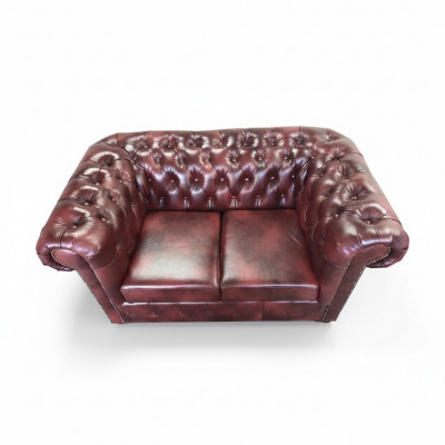 Sofa Chesterfield 2 Sëtzer Lieder Lounge Couches Sofas Braun Modern
