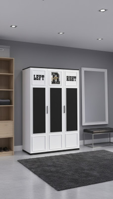 Kleederaschrank Wäiss Holz Schief Schlofkummer Miwwel Design Kannerzëmmer