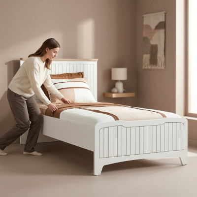 Modernt Miwweldesign Kannerbetten Betten Bett wäiss Kannerzëmmer nei