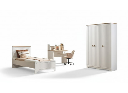 Moderne Komplett Jugendzëmmer Luxus Kannerzëmmer Set 3tlg Wäiss