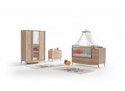 Bëbee Schlofzëmmer Komplettzëmmer Babybett Schaf Kommode 3 Deeler.